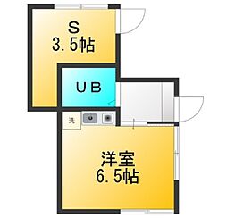 リオハイツ ワンルームの間取図画像