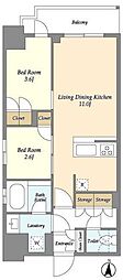 SEASONFLATS菊川WEST 2LDKの間取図画像