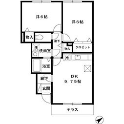 ミルキーハウス 2DKの間取図画像