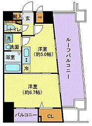 プレール・ドゥーク東京EAST 1DKの間取図画像
