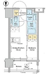 プラウドフラット亀戸ステーションPLACE 1DKの間取図画像