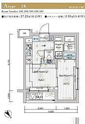 ＭＡＸＩＶ北赤羽ＤＵＥ 4階2Kの間取り