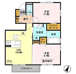シエルブルーB 2LDKの間取図画像