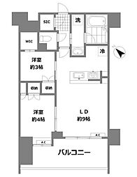アジールコフレ新中野 9階2LDKの間取り