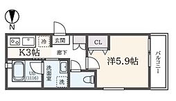 Ｍｅｌｌｏｗｓ 2階1Kの間取り