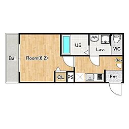 ジーメゾン伊勢原 1Kの間取図画像