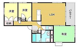 オークス西新 3LDKの間取図画像