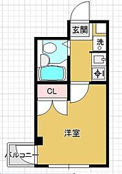 インベストメント忠生 2階1Kの間取り