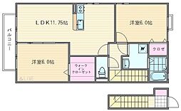 ファミール若宮 2LDKの間取図画像