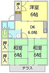 パークハイツ芹澤B 3DKの間取図画像