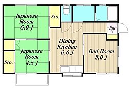 ヒルポート上大島 2階3DKの間取り
