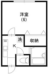 ロックフィールド水引 1Kの間取図画像