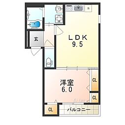 フジパレス堺三国ヶ丘3番館 1LDKの間取図画像