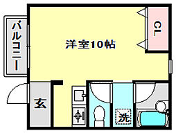 リドーヴェール ワンルームの間取図画像