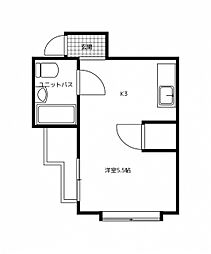 パルム渡辺通り ワンルームの間取図画像
