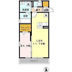 フェリスタ宮沢 1LDKの間取図画像