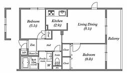 ル・パティオ瀬田 2LDKの間取図画像