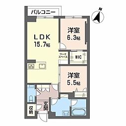 AZUR米山 2LDKの間取図画像