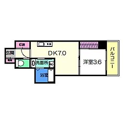 CLOVERVIEWKITAHANADA 1DKの間取図画像