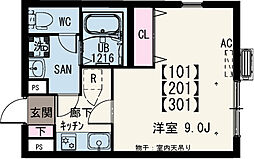 イクシオ南太田 1Kの間取図画像
