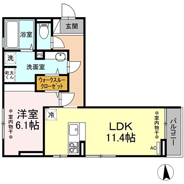 ノーブル　スクエア　A ｜新潟県上越市春日山町１丁目(賃貸アパート1LDK・3階・48.34㎡)の写真 その2