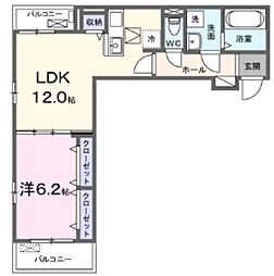 カーサ ビアンカ デュエ 1LDKの間取図画像