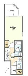 グランフラット桜新町 1Kの間取図画像