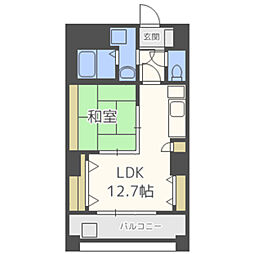 レジデンスカープ博多 1LDKの間取図画像