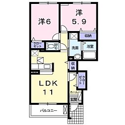 フェリシア 2LDKの間取図画像