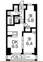 ヴィヴルミュウ 2DKの間取図画像
