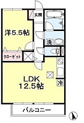 コモレビ大蔵E 1LDKの間取図画像