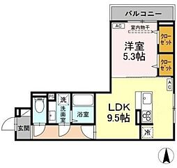 D-ROOM元横山町 2階1LDKの間取り