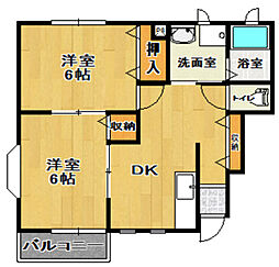 ホワイトヴィレッジC 2DKの間取図画像