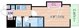 Luxe天神橋 1Kの間取図画像