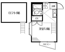 スプリングヒルI 2階ワンルームの間取り