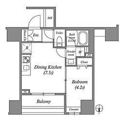 ACPレジデンス中野新橋 1DKの間取図画像