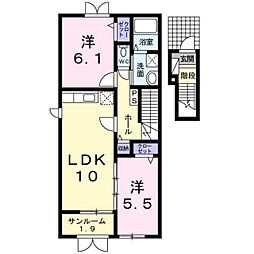 ビバリーヒルズ 2LDKの間取図画像