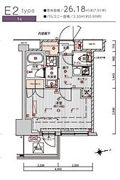 プレシャスハーモニー八王子 1Kの間取図画像