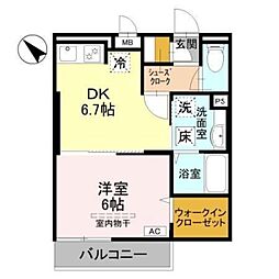 シャインソレイユ 1DKの間取図画像