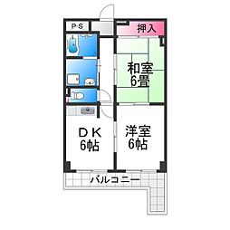 松岡ビル北花田 2DKの間取図画像