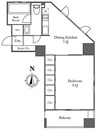 KDXレジデンス西麻布 1DKの間取図画像