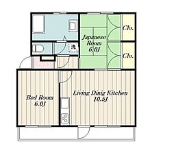 下麻生住宅1号棟 2LDKの間取図画像