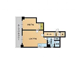 ロワールマンション薬院2 1LDKの間取図画像