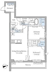 ザ・プレイス中野桃園 2SLDKの間取図画像