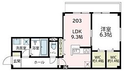 ブラウニー 1LDKの間取図画像