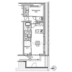 イプセ白金台 1SLDKの間取図画像