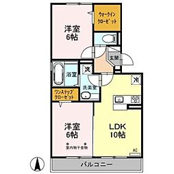 ハーヴェスト東町 2LDKの間取図画像