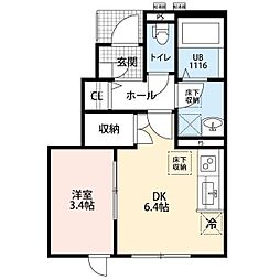アムール Clef 3 1DKの間取図画像