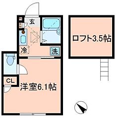 FERIO平井パークサイド 1Kの間取図画像