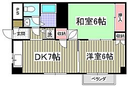 ヒルサイド東川口 2DKの間取図画像